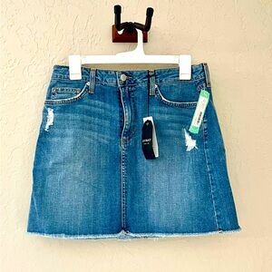 JB JUST BLACK TATIANA DISTRESSED RAW HEM DENIM SKIRT